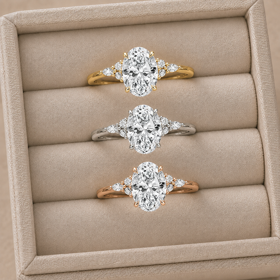 Accents Triology Engagement Ring in White Gold