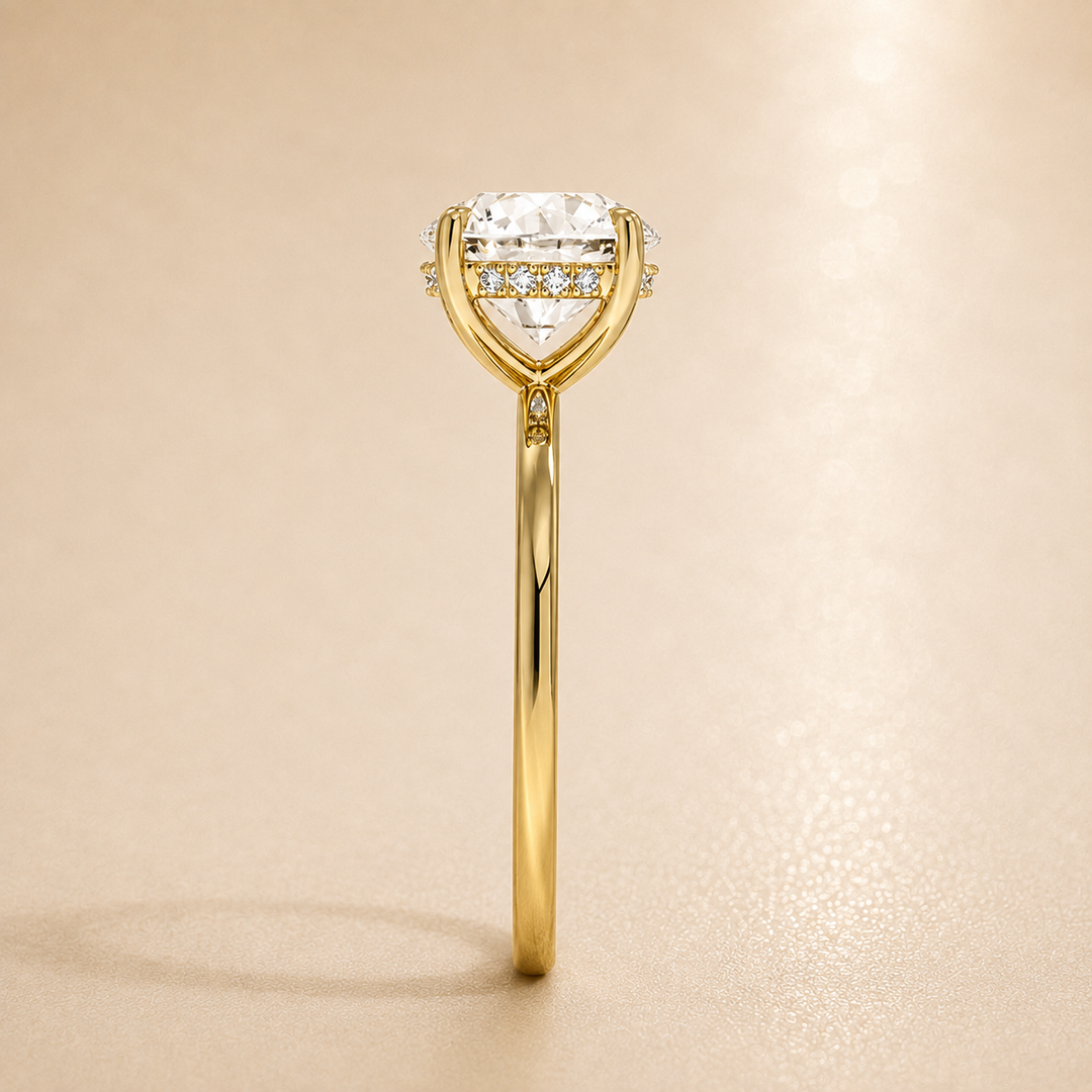 Perfect Fit Hidden Halo Diamond Ring in Yellow Gold