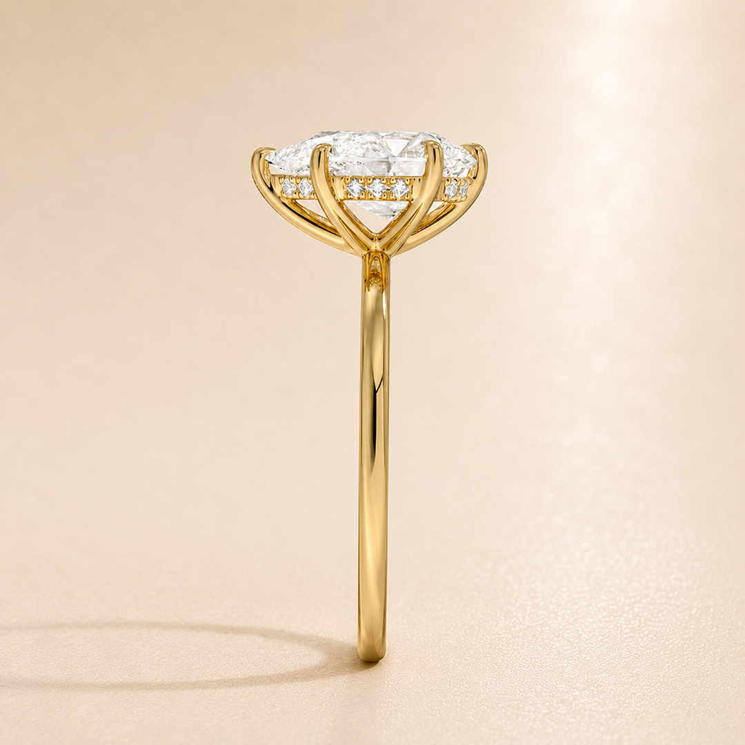 Hidden Halo Solitaire Diamond Ring in Yellow Gold