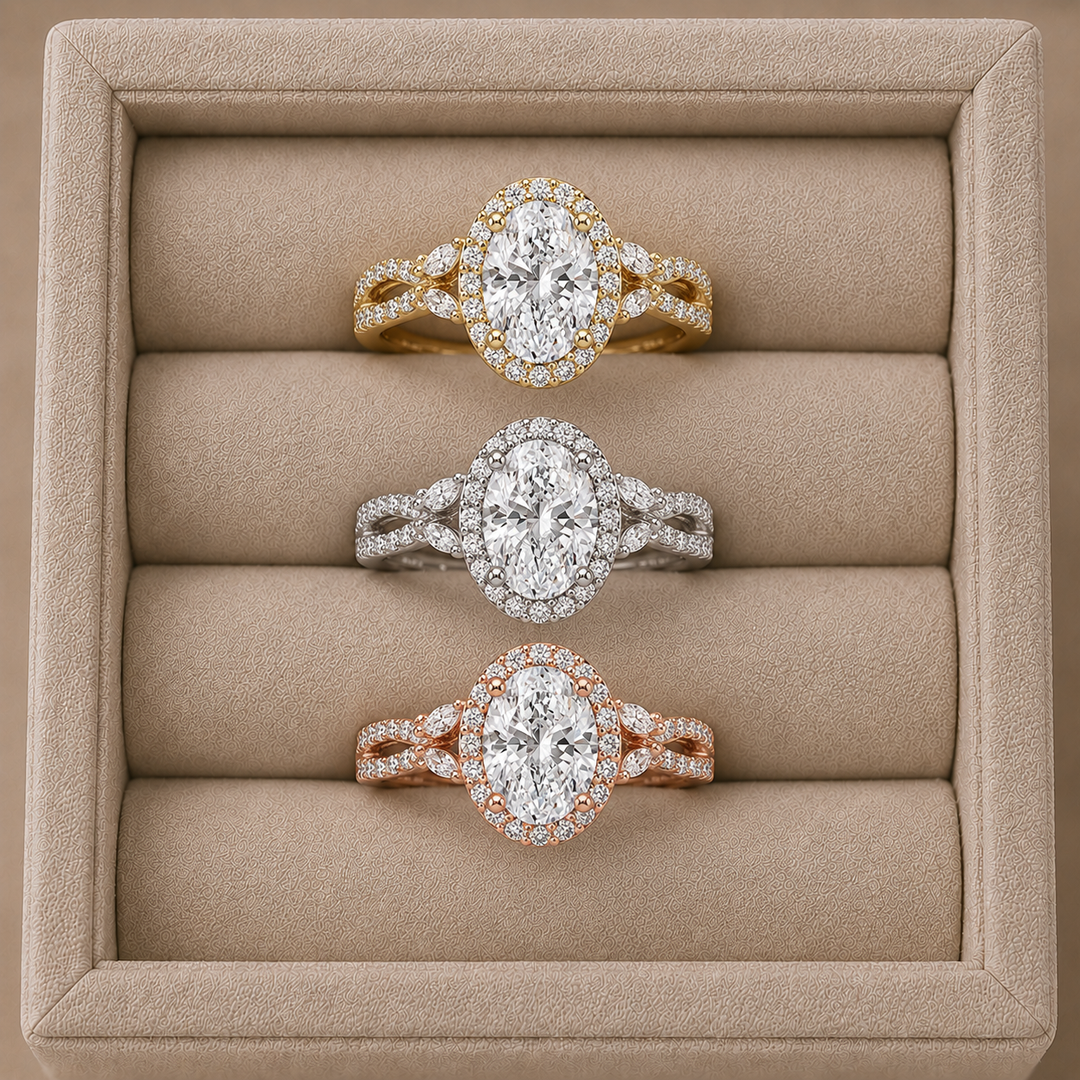 Vine band Halo Diamond Ring in Silver