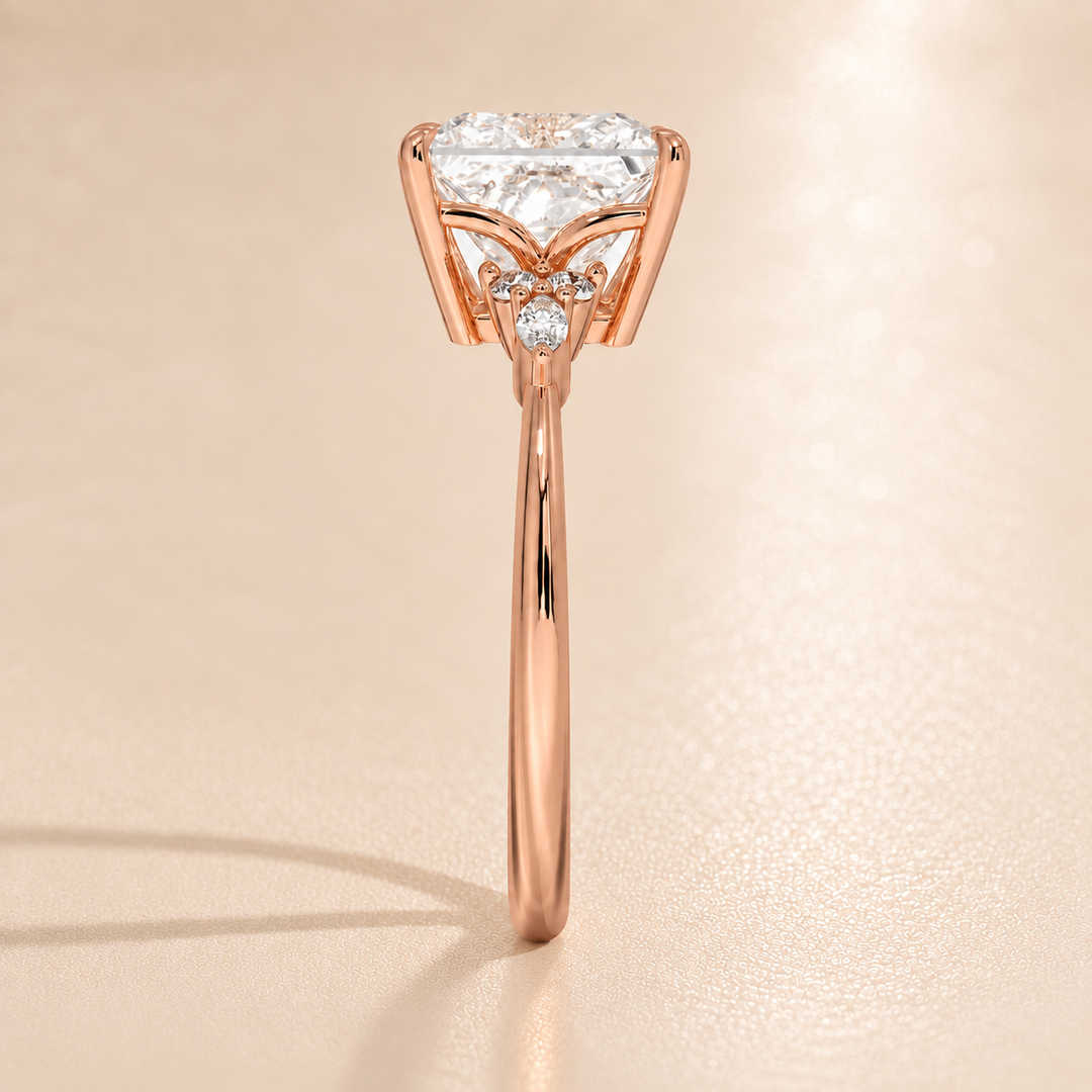 Accents Triology Engagement Ring in Rose Gold