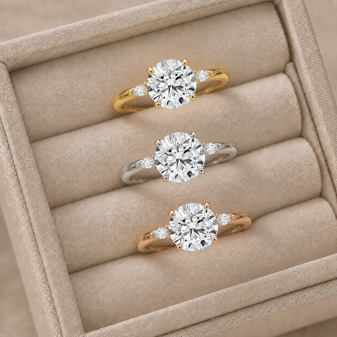 Accents Triology Engagement Ring in Yellow Gold
