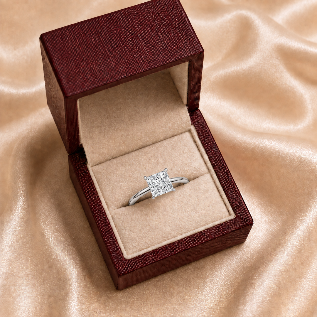 Hidden Halo Solitaire Diamond Ring in Silver