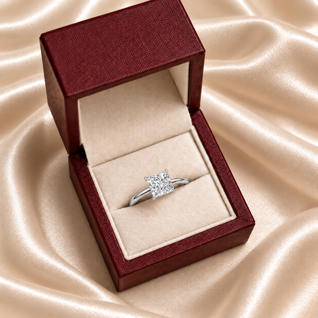 Hidden Halo Solitaire Diamond Ring in White Gold