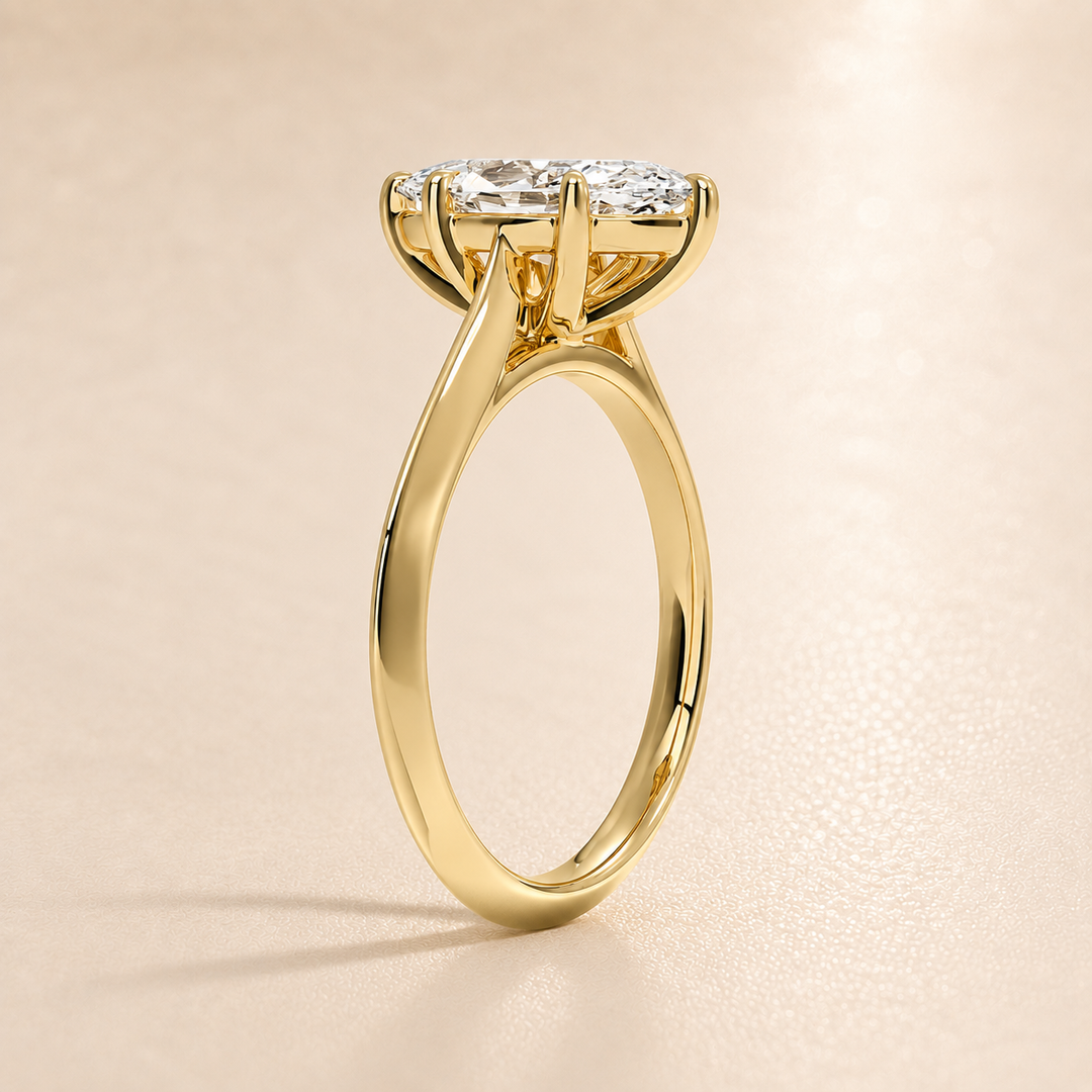 Knife Edge Solitaire Ring in Yellow Gold