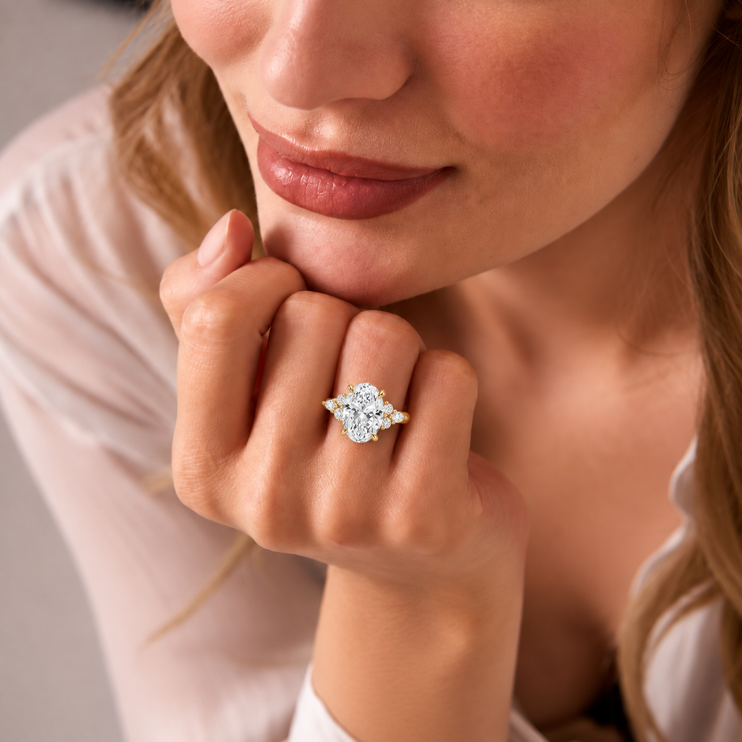 Accents Triology Engagement Ring in Yellow Gold