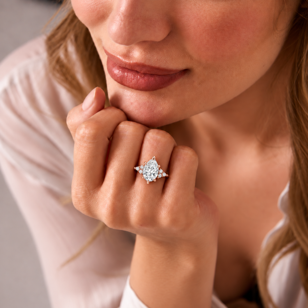 Accents Triology Engagement Ring in Rose Gold