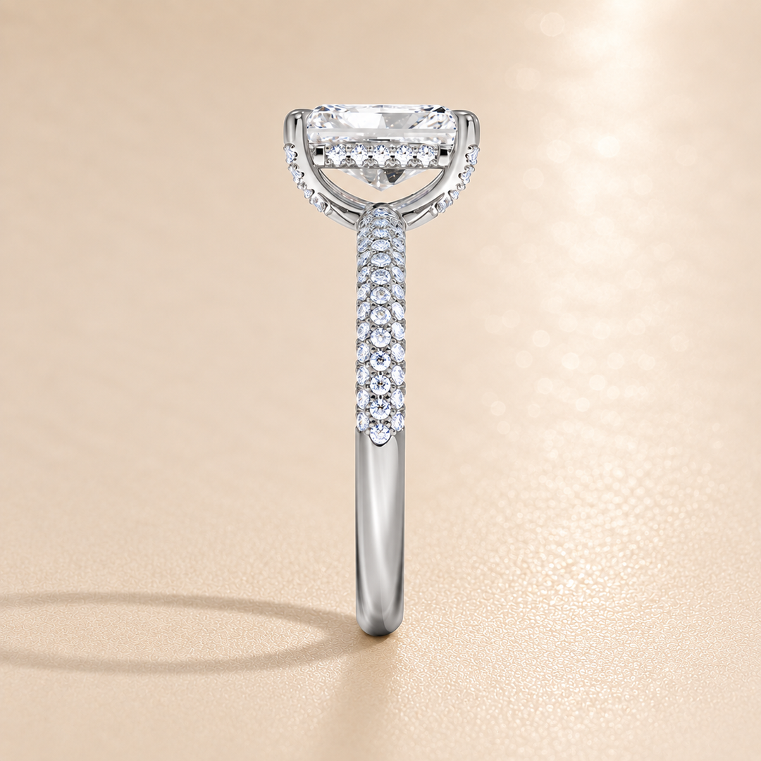 Micro Pave band Solitaire Ring in Silver