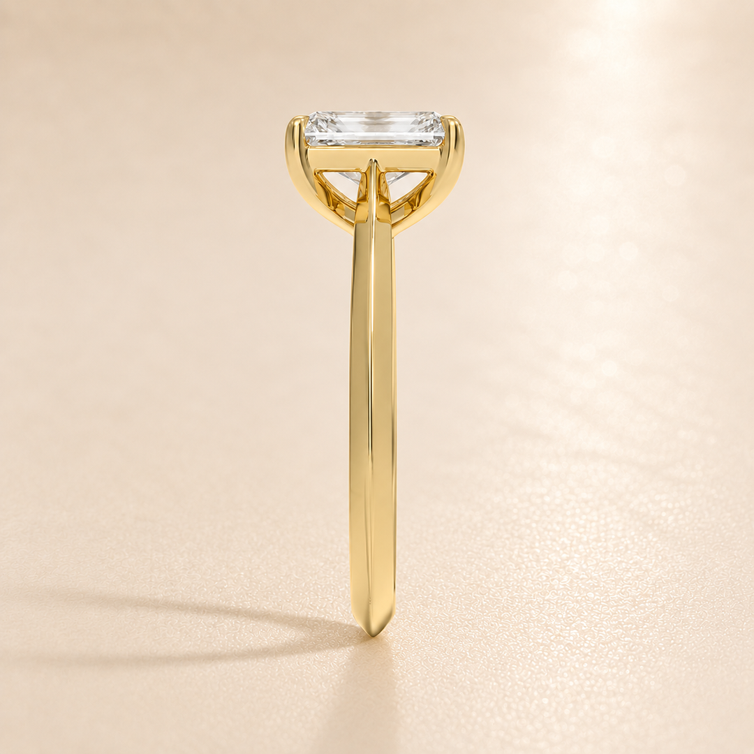 Knife Edge Solitaire Ring in Yellow Gold