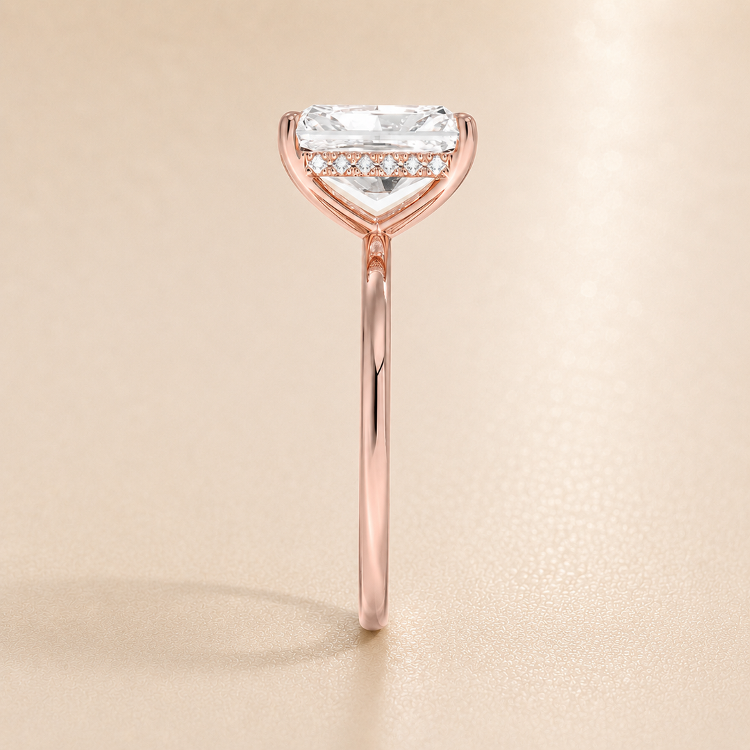 Hidden Halo Solitaire Diamond Ring in Rose Gold