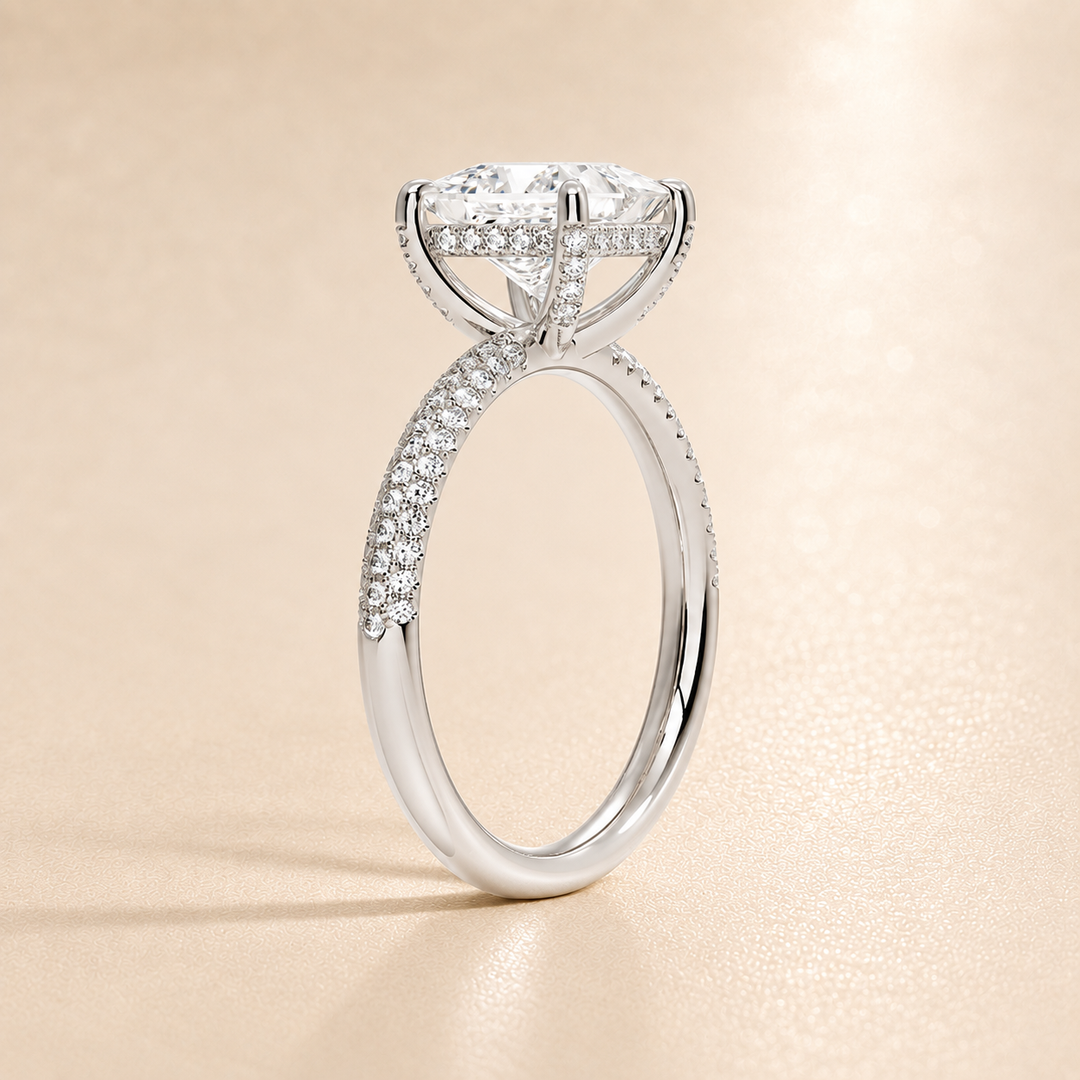 Micro Pave band Solitaire Ring in Silver