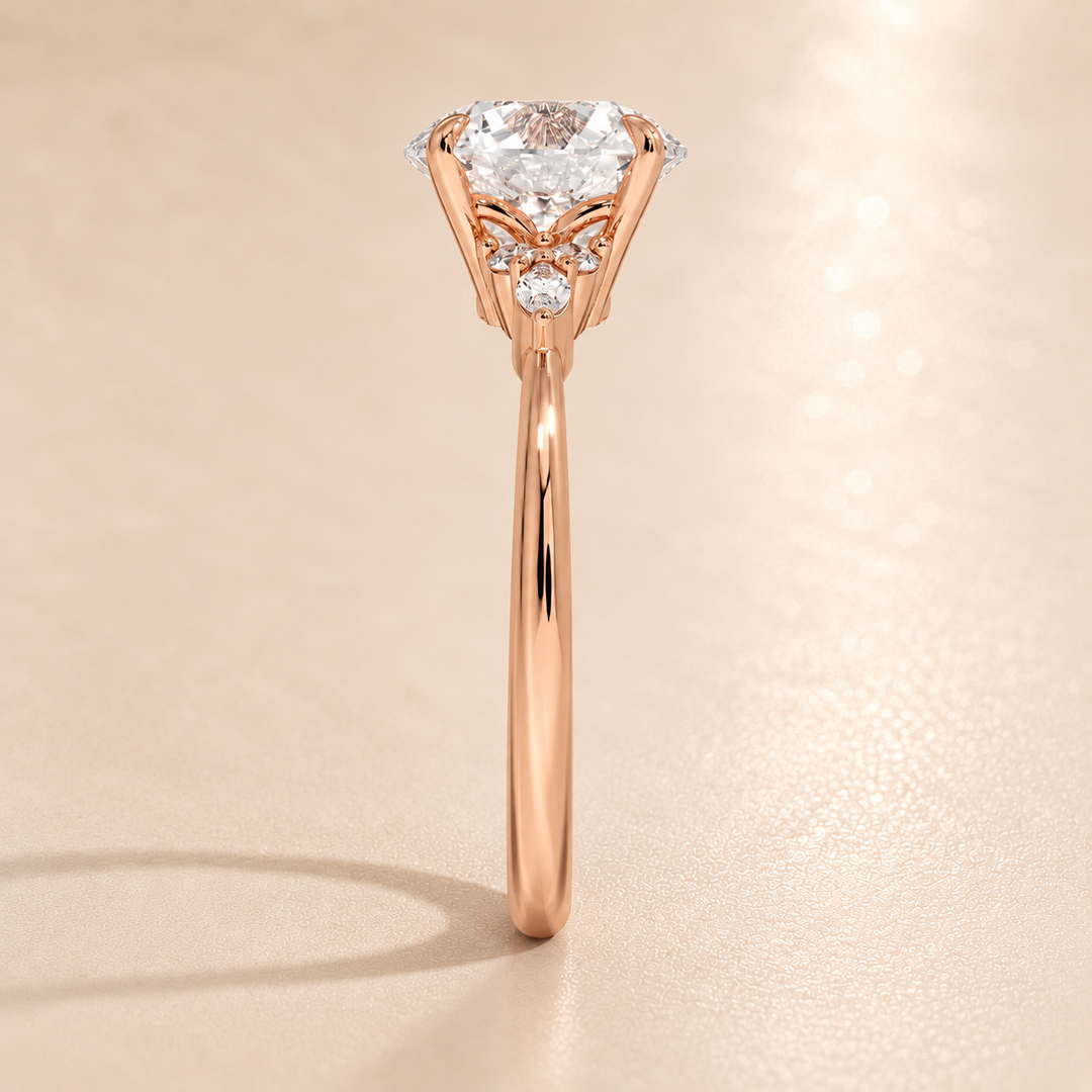 Accents Triology Engagement Ring in Rose Gold