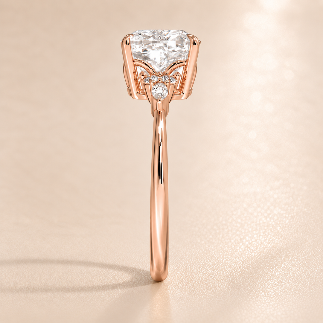 Accents Triology Engagement Ring in Rose Gold