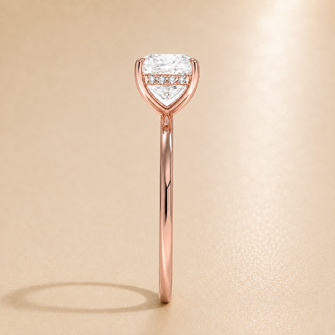 Hidden Halo Solitaire Diamond Ring in Rose Gold