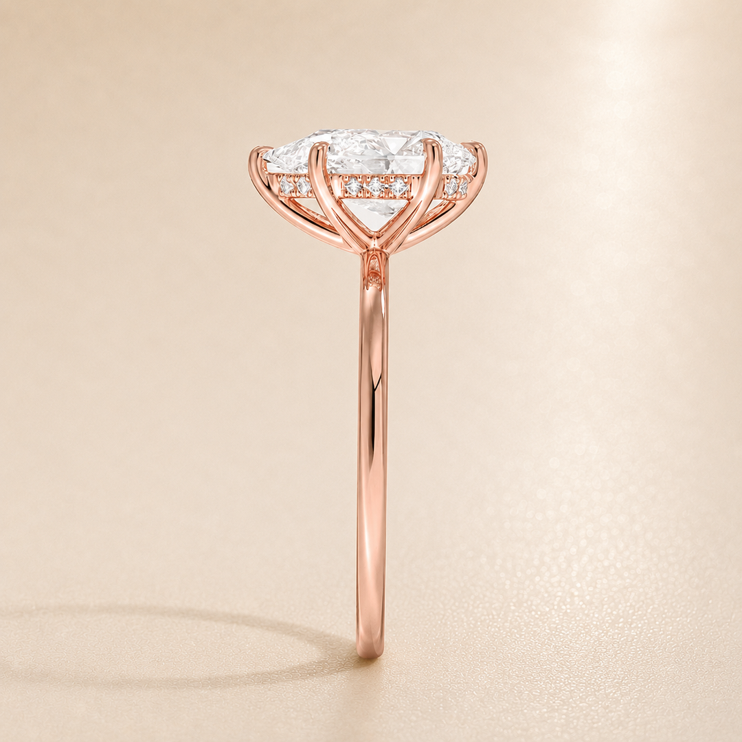 Hidden Halo Solitaire Diamond Ring in Rose Gold