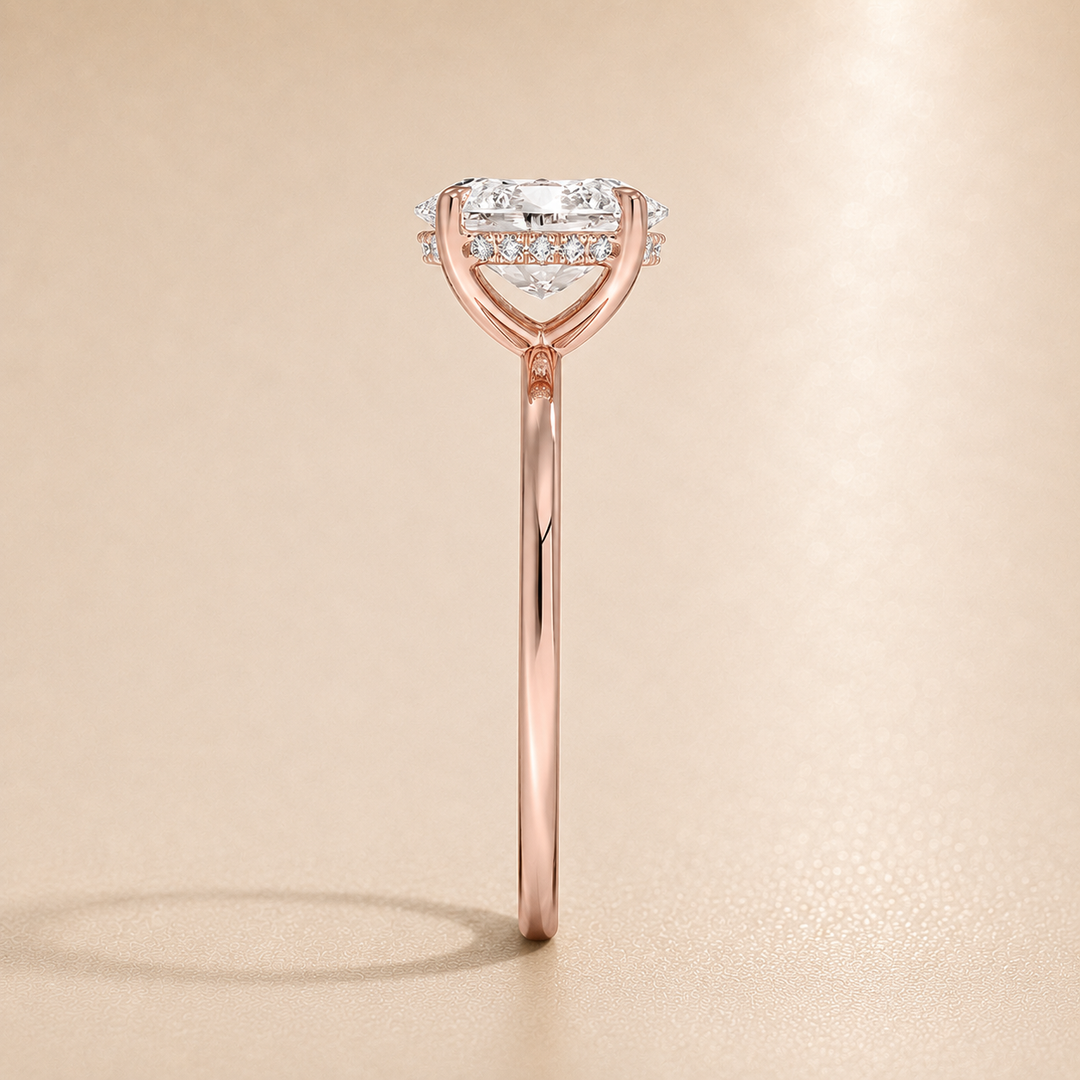 Hidden Halo Solitaire Diamond Ring in Rose Gold