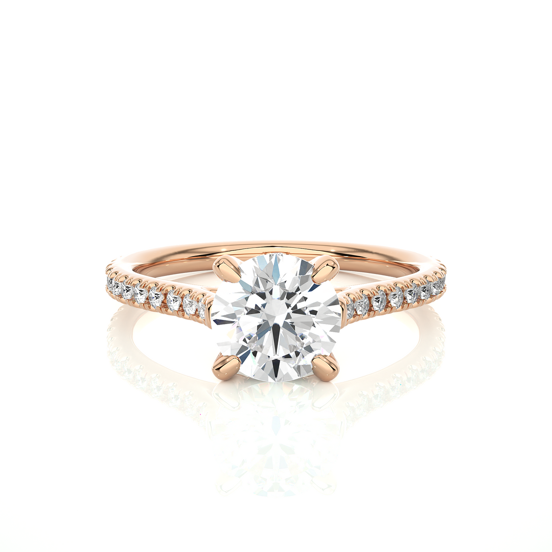 Stellar Pave Band Round Solitaire Ring
