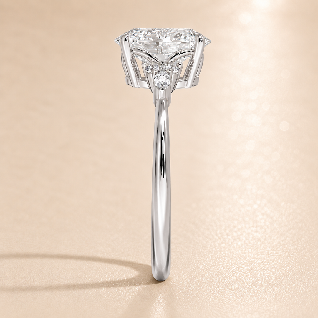 Accents Triology Engagement Ring in White Gold