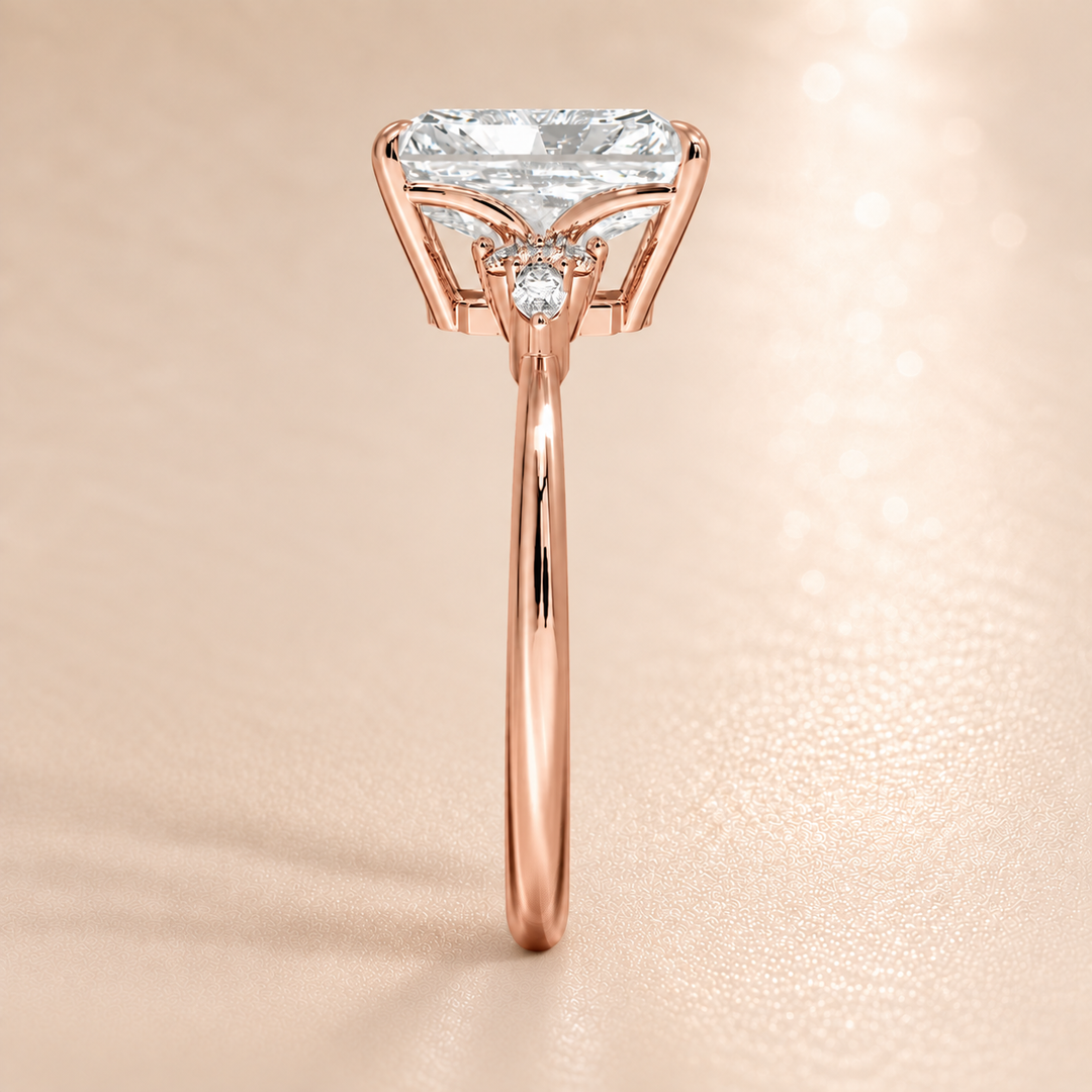 Accents Triology Engagement Ring in Rose Gold