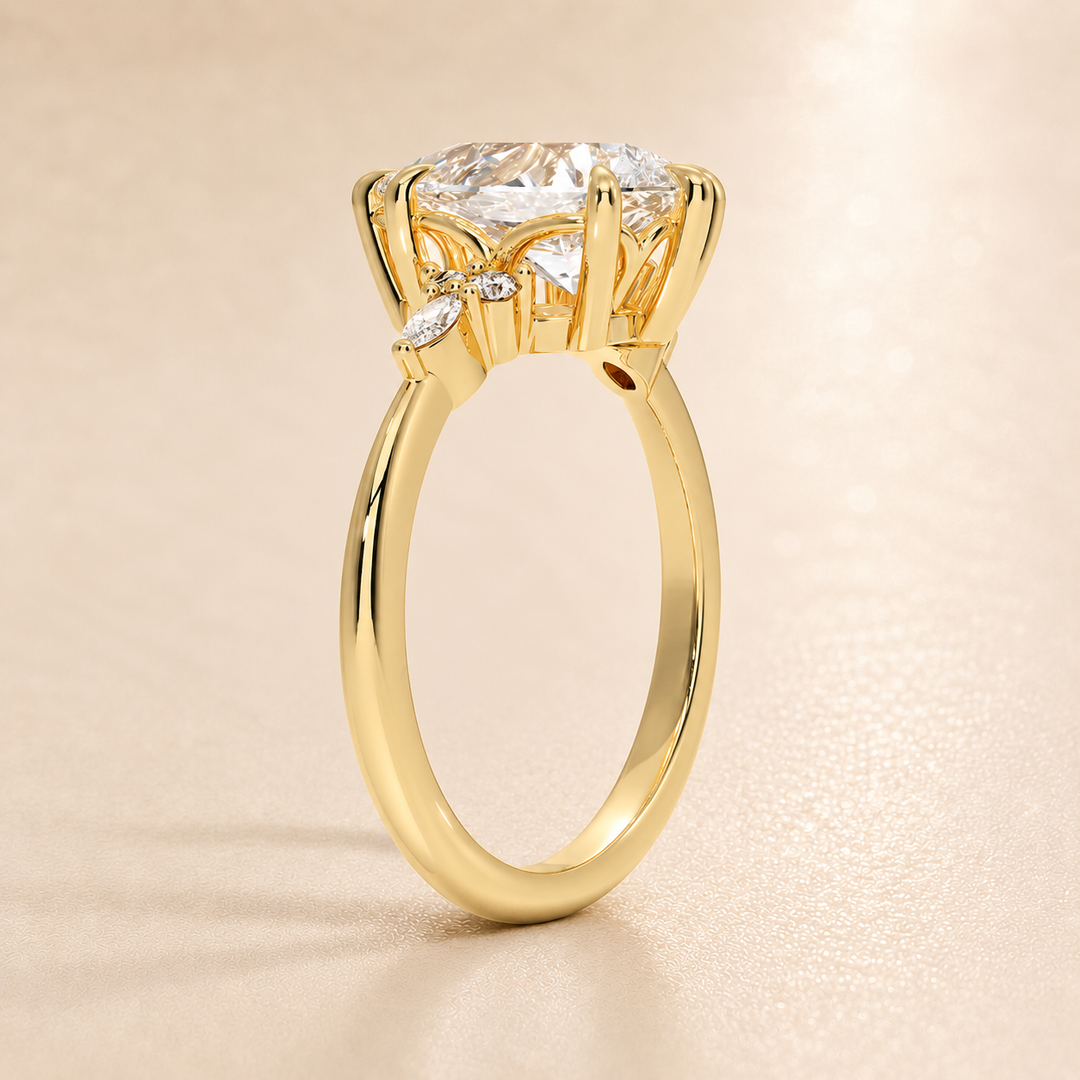 Accents Triology Engagement Ring in Yellow Gold