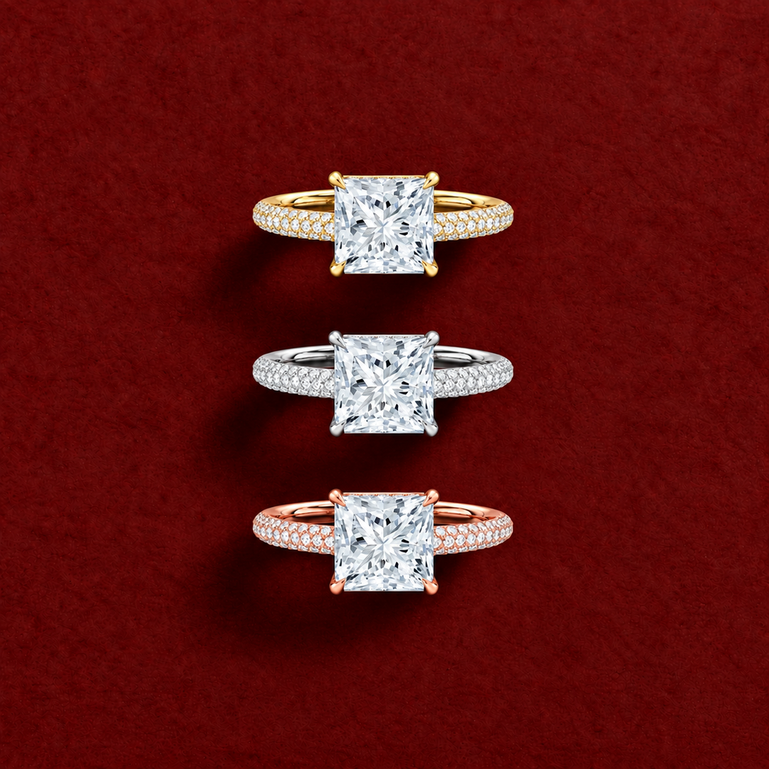 Micro Pave band Solitaire Ring in Silver
