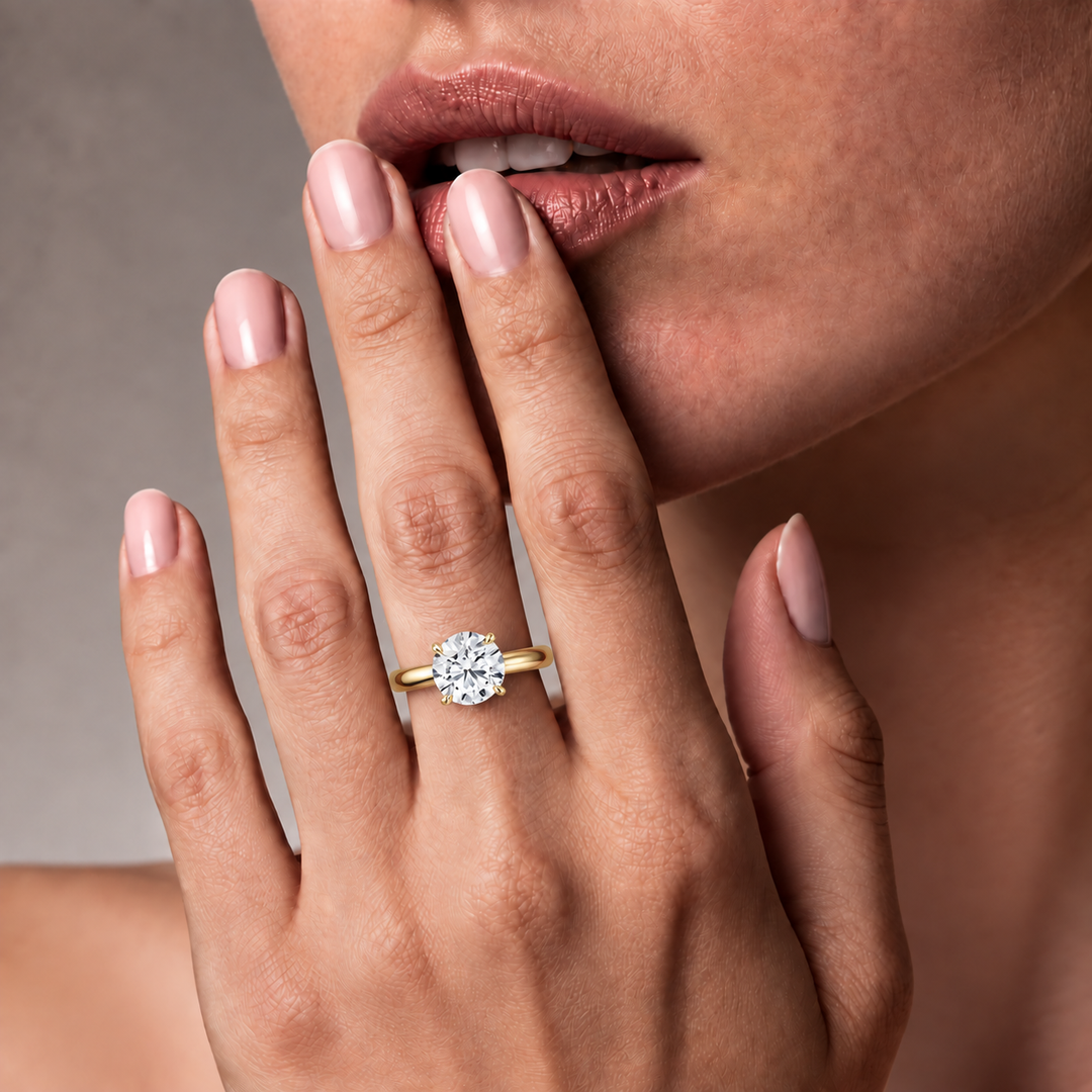 Hidden Petal Solitaire Ring in Yellow Gold