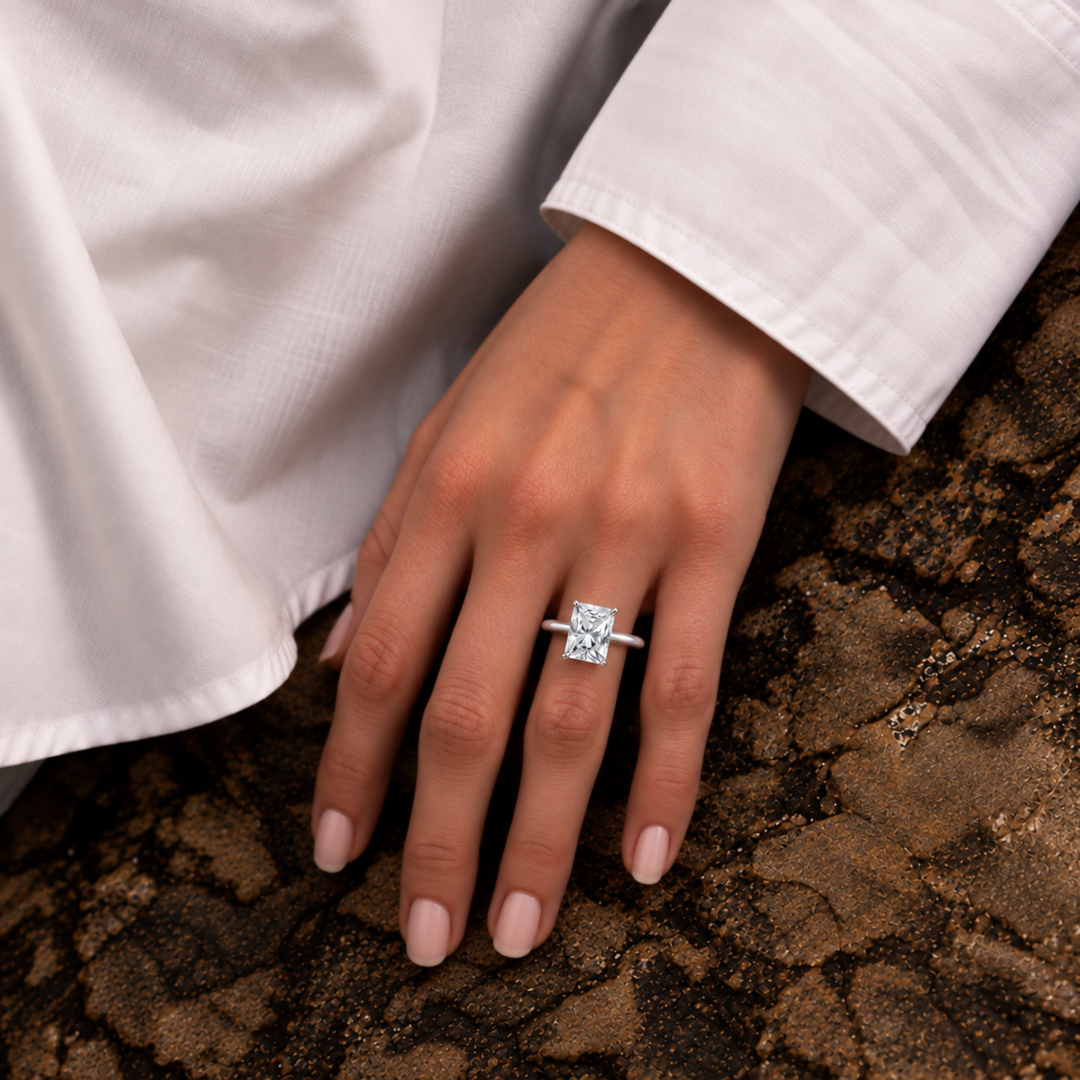 Hidden Petal Solitaire Ring in Silver
