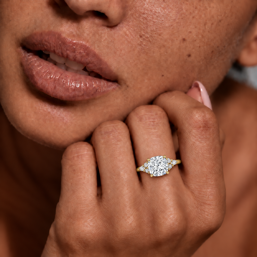 Accents Triology Engagement Ring in Yellow Gold