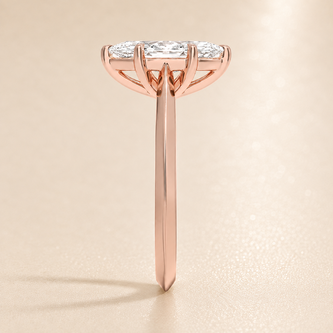 Knife Edge Solitaire Ring in Rose Gold