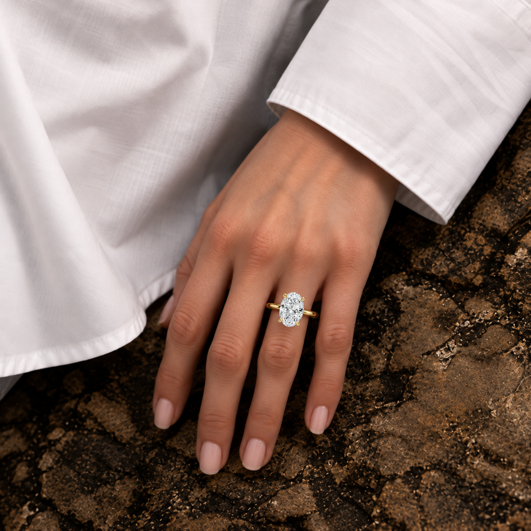 Hidden Petal Solitaire Ring in Yellow Gold
