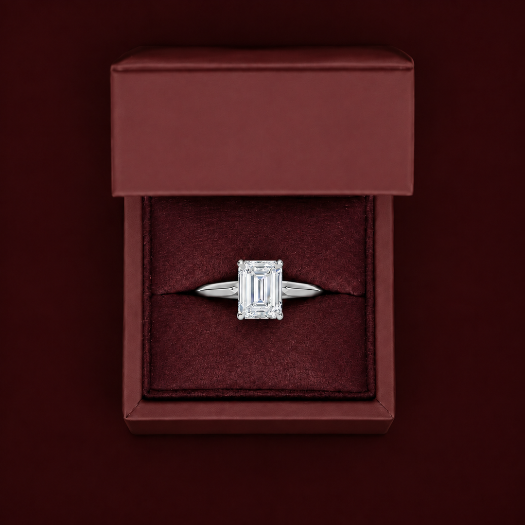Knife Edge Solitaire Ring in White Gold
