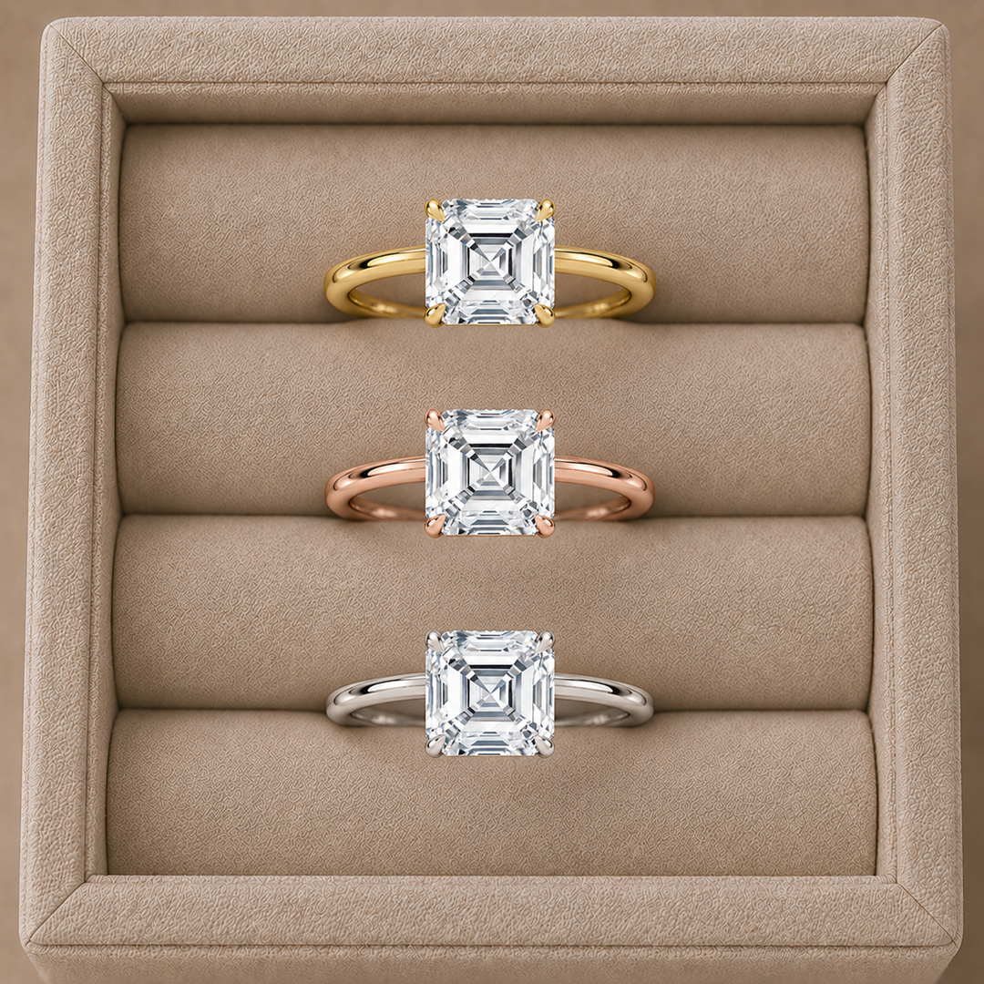 Hidden Halo Solitaire Diamond Ring in Silver