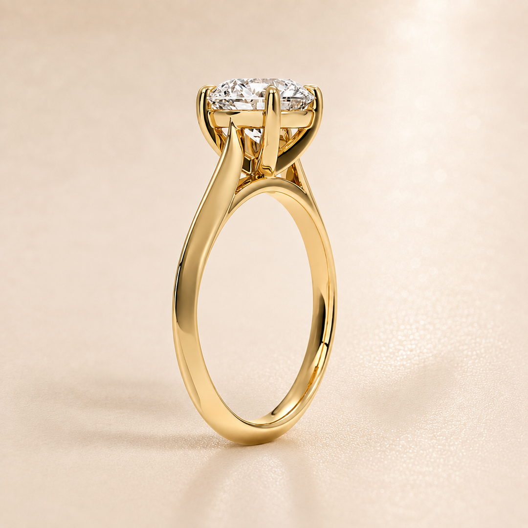 Knife Edge Solitaire Ring in Yellow Gold