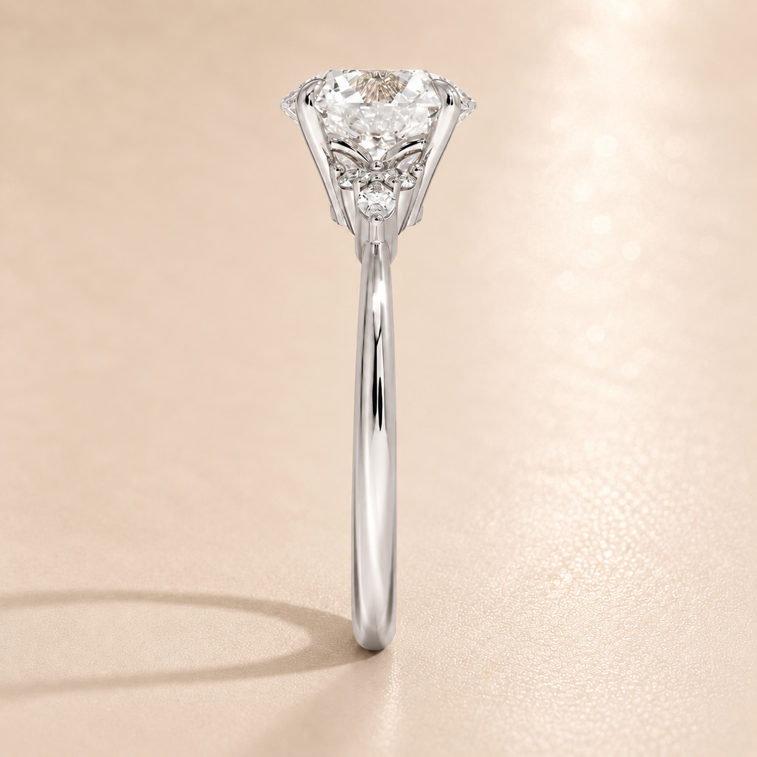 Accents Triology Engagement Ring in White Gold