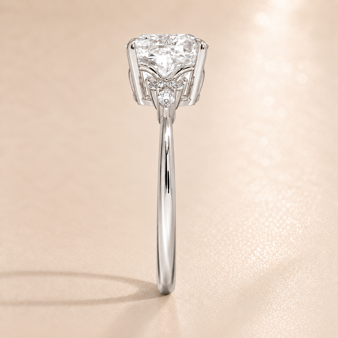 Accents Triology Engagement Ring in White Gold