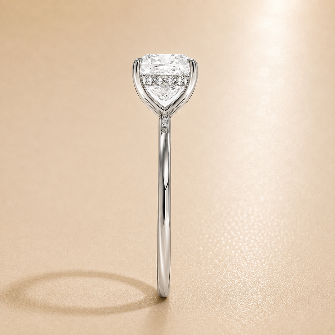 Hidden Halo Solitaire Diamond Ring in White Gold