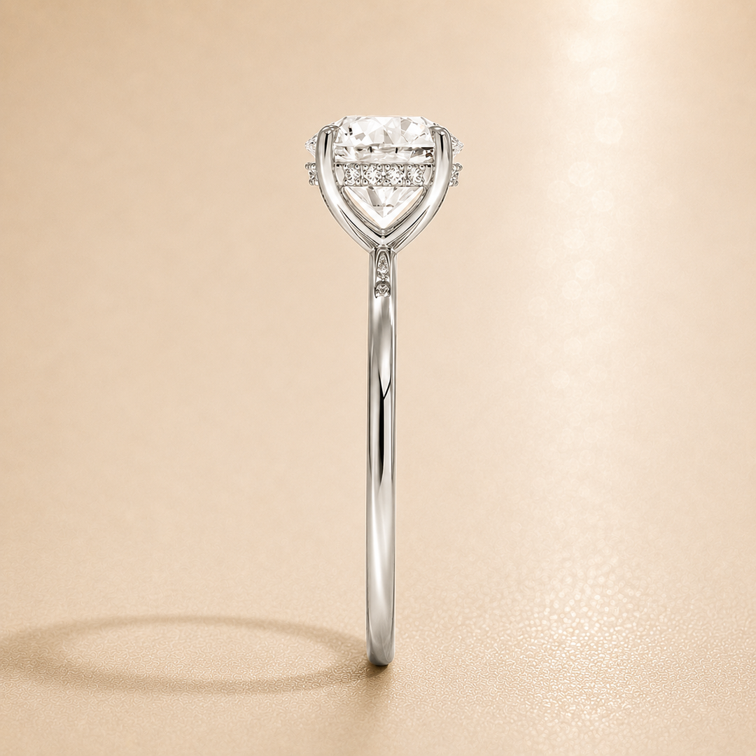 Hidden Halo Solitaire Diamond Ring in White Gold