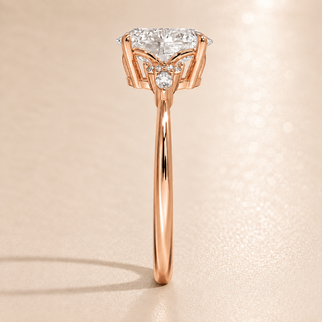 Accents Triology Engagement Ring in Rose Gold