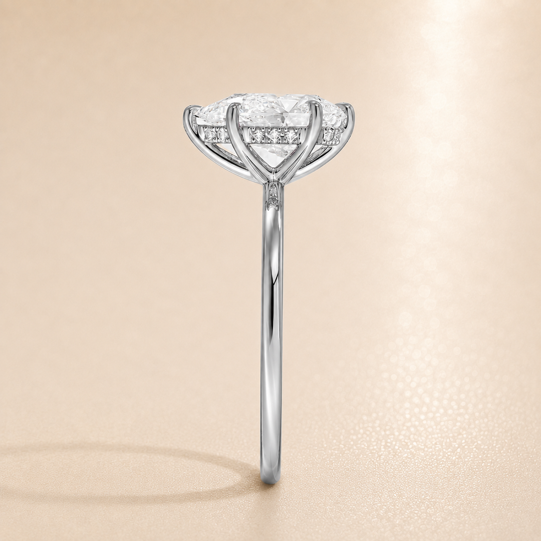 Hidden Halo Solitaire Diamond Ring in White Gold