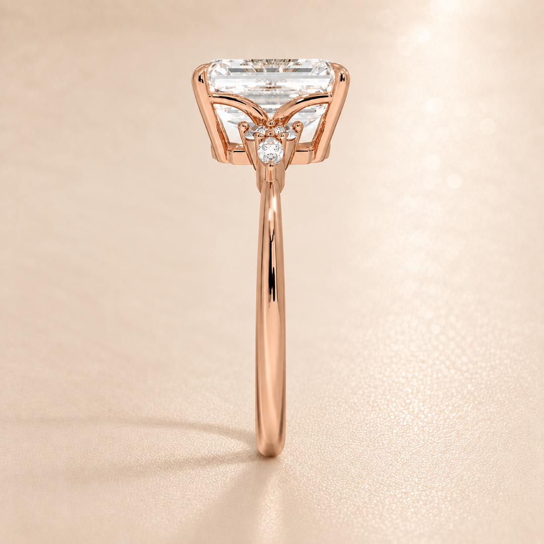 Accents Triology Engagement Ring in Rose Gold