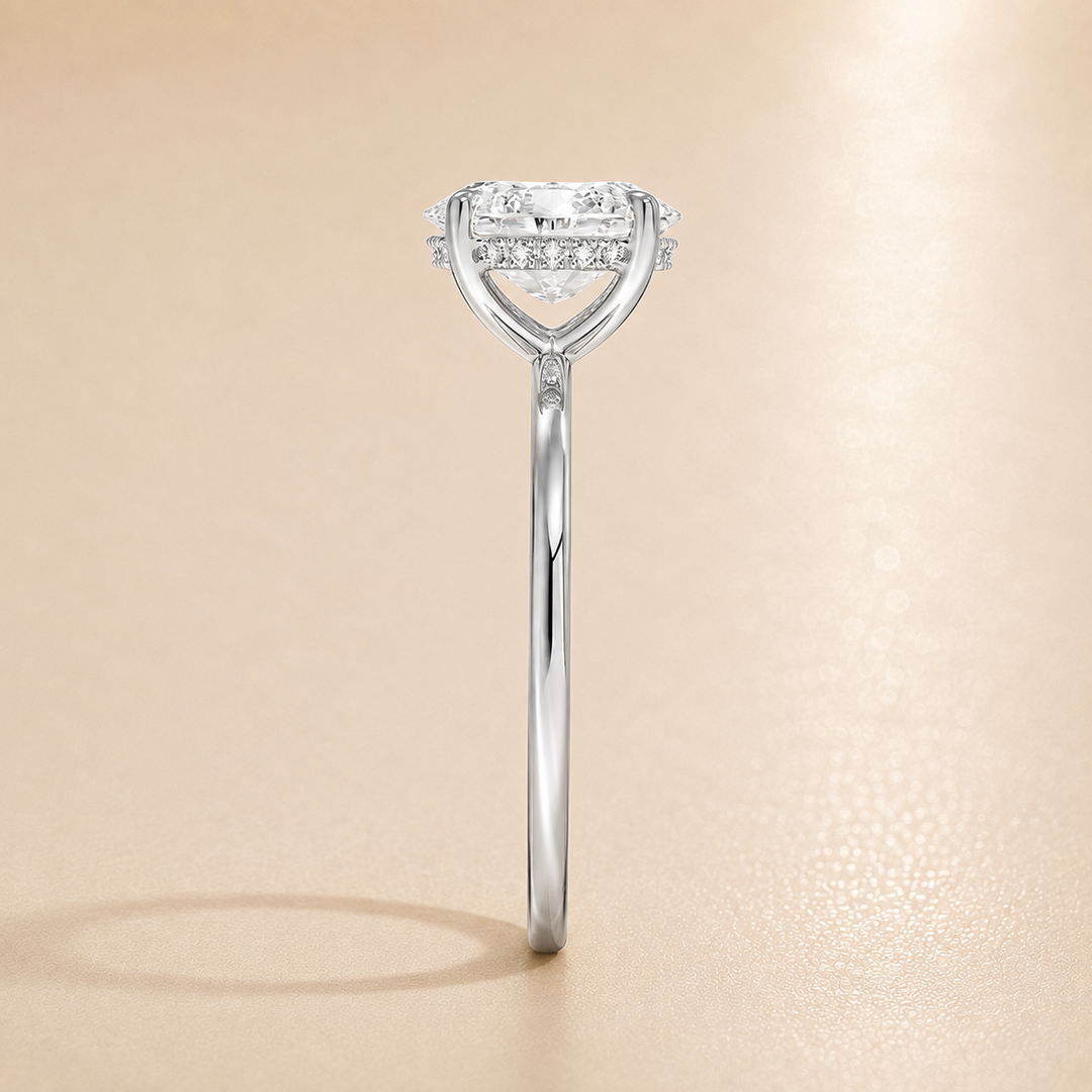 Hidden Halo Solitaire Diamond Ring in White Gold