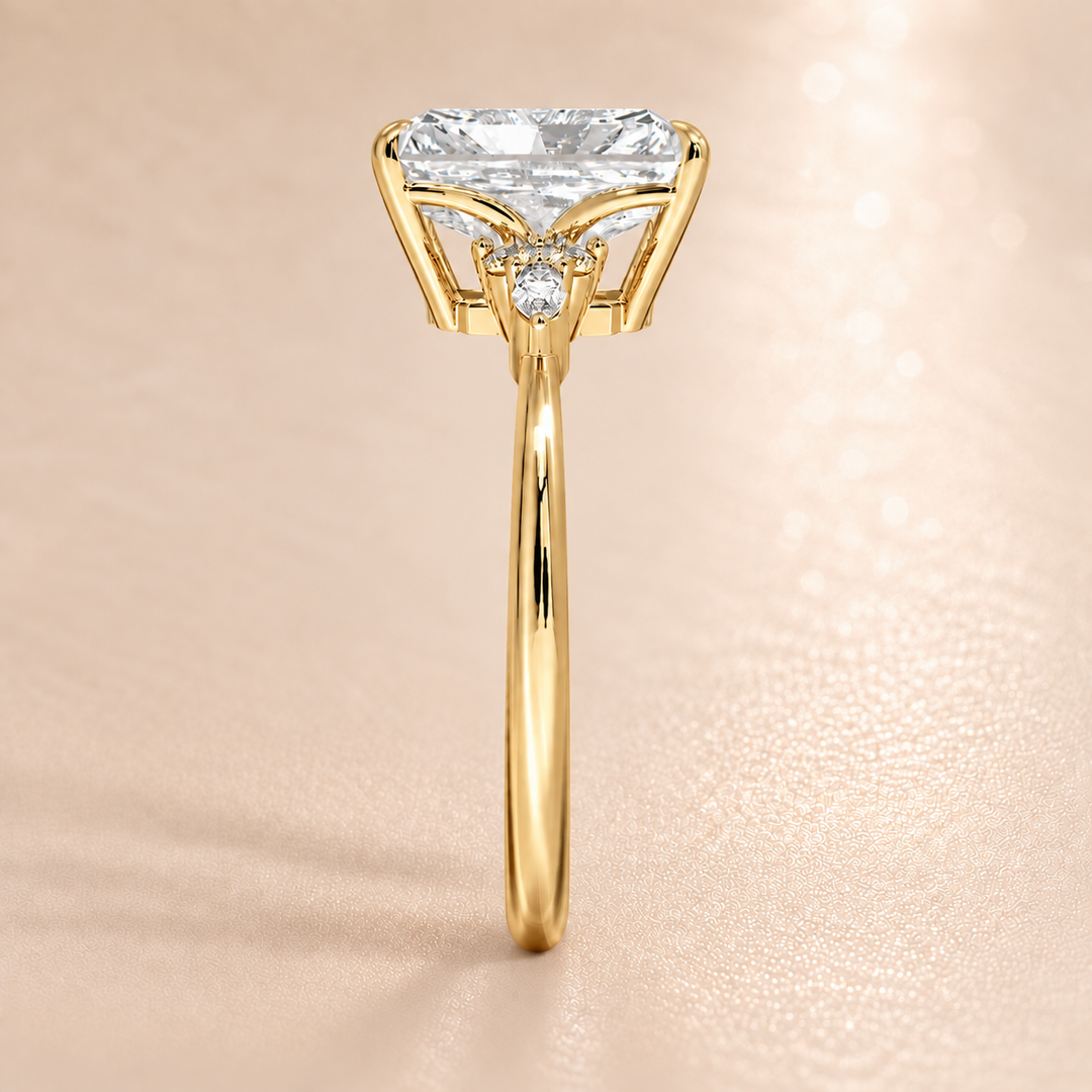 Accents Triology Engagement Ring in Yellow Gold
