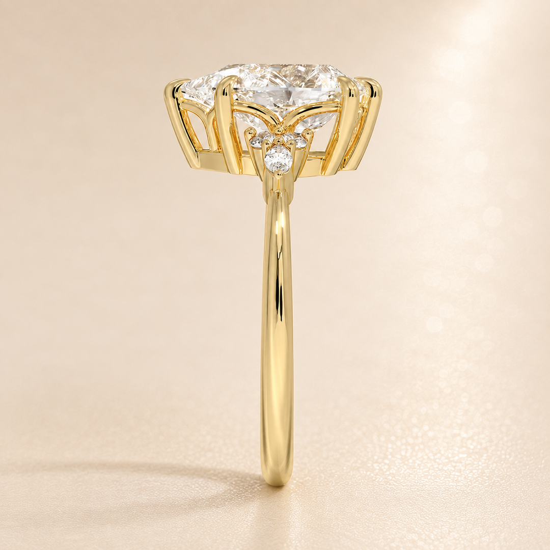 Accents Triology Engagement Ring in Yellow Gold