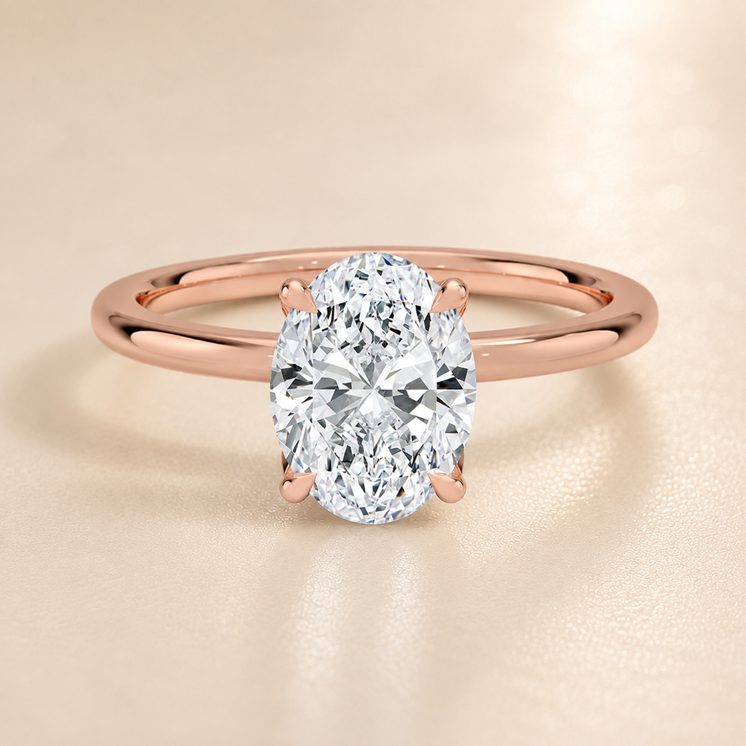 Hidden Petal Solitaire Ring in Rose Gold