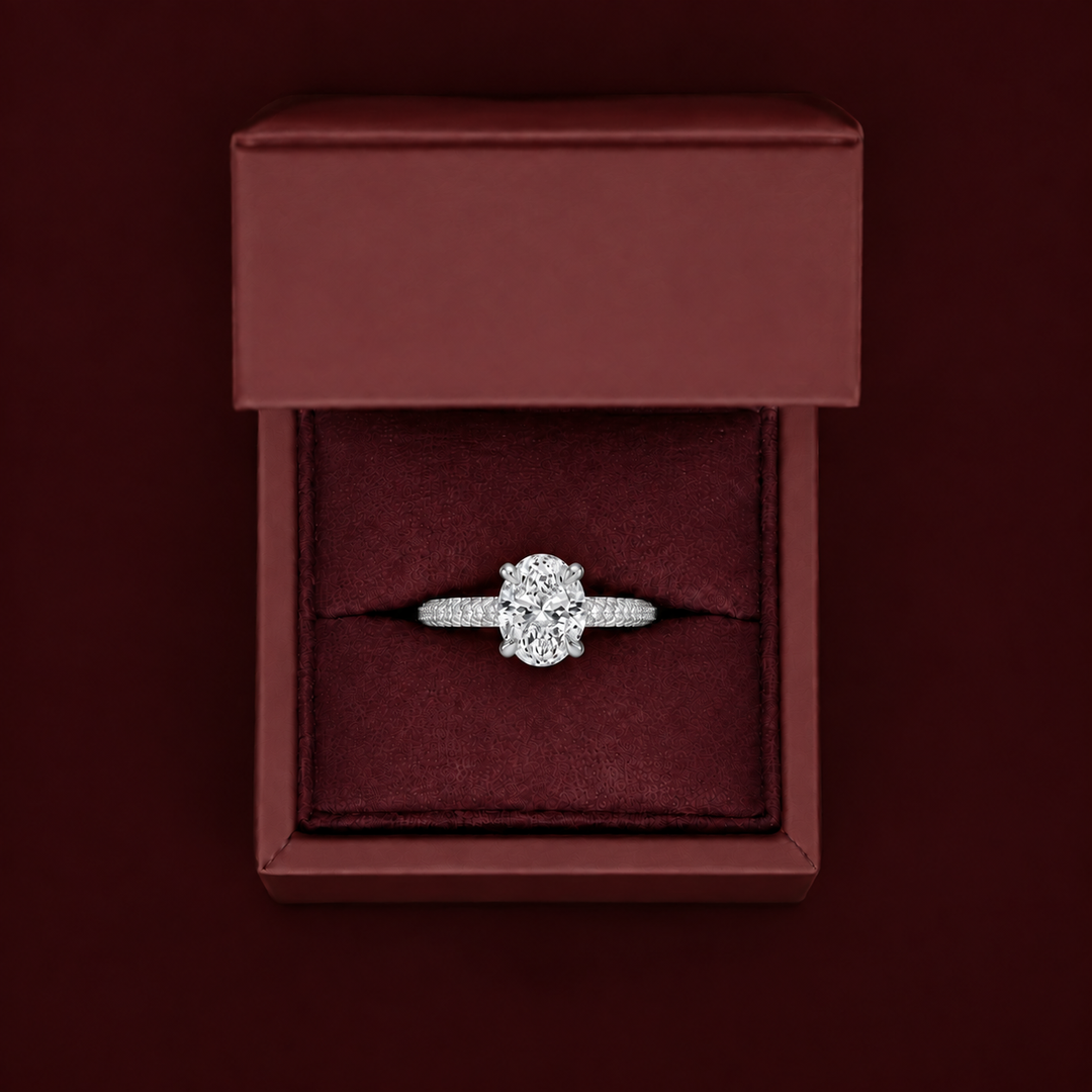 Micro Pave band Solitaire Ring in Silver