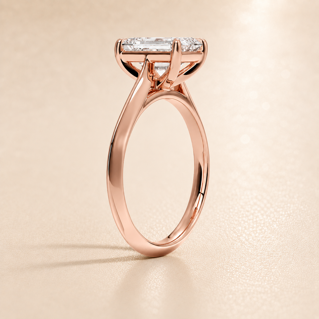 Knife Edge Solitaire Ring in Rose Gold