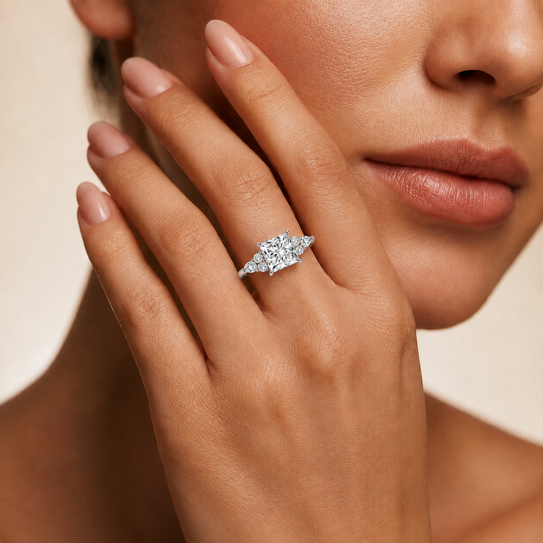 Accents Triology Engagement Ring in Silver