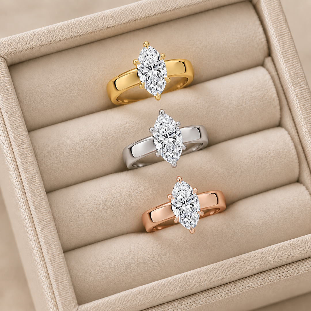 4mm Cigar band Prong set Solitaire Ring in Silver