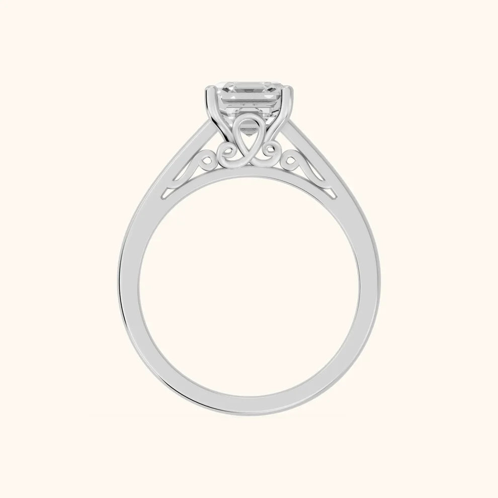 Iris Vintage Asscher Diamond Engagement Ring in Platinum