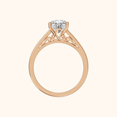 Iris Vintage Pear Diamond Engagement Ring in Rose Gold